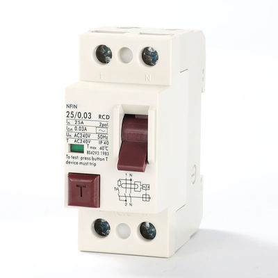 Dispositif actuel résiduel IP40 30ma 63a 2 Polonais RCD 100ma 300ma de série de NFIN