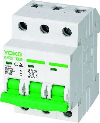 Type type de 4.5KA MCB monophasé SB6HS 230V 400V 10A 63A de BCD puisque courbe de C D